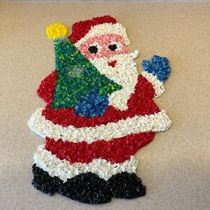 Vintage Melted Plastic Popcorn Santa Claus Christmas Decoration Tree Kage 19”